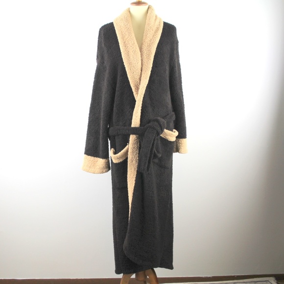 Barefoot Dreams Black and Tan Robe - Picture 1 of 6